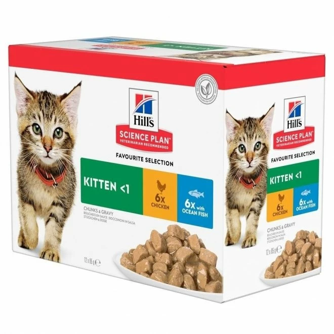 Hill's Science Plan Kitten Chicken & Ocean Fish 12x85 G 1 Hill's Science Plan Kitten Chicken & Ocean Fish 12x85 G
