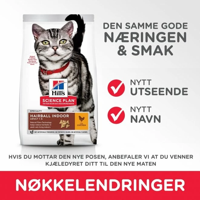 Hill's Science Plan Cat Adult Hairball Indoor Chicken 2 Hill's Science Plan Cat Adult Hairball Indoor Chicken - Bilde 2