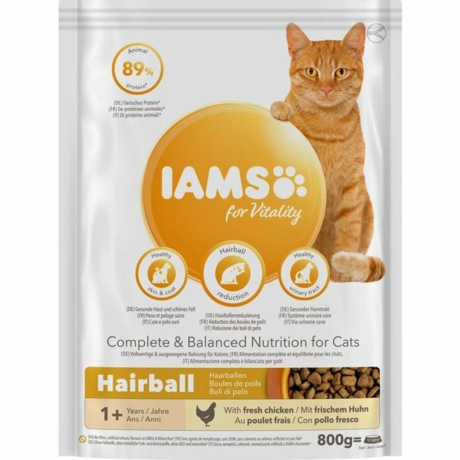 Iams For Vitality Cat Adult Hairball Chicken 1 Iams For Vitality Cat Adult Hairball Chicken