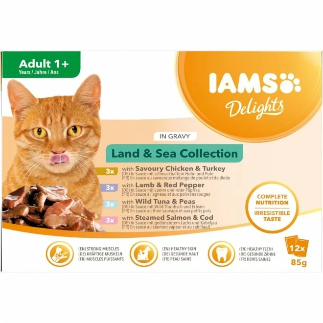 Iams Delights In Gravy Multipack Land & Sea 12x85 G 1 Iams Delights In Gravy Multipack Land & Sea 12x85 G