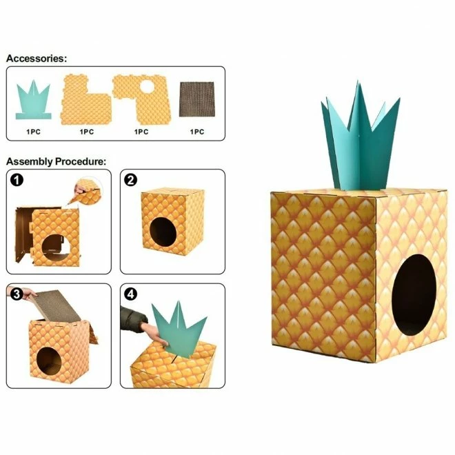 Little&Bigger Jungle Party Kattehus I Papp Ananas 2 Little&Bigger Jungle Party Kattehus I Papp Ananas - Bilde 2